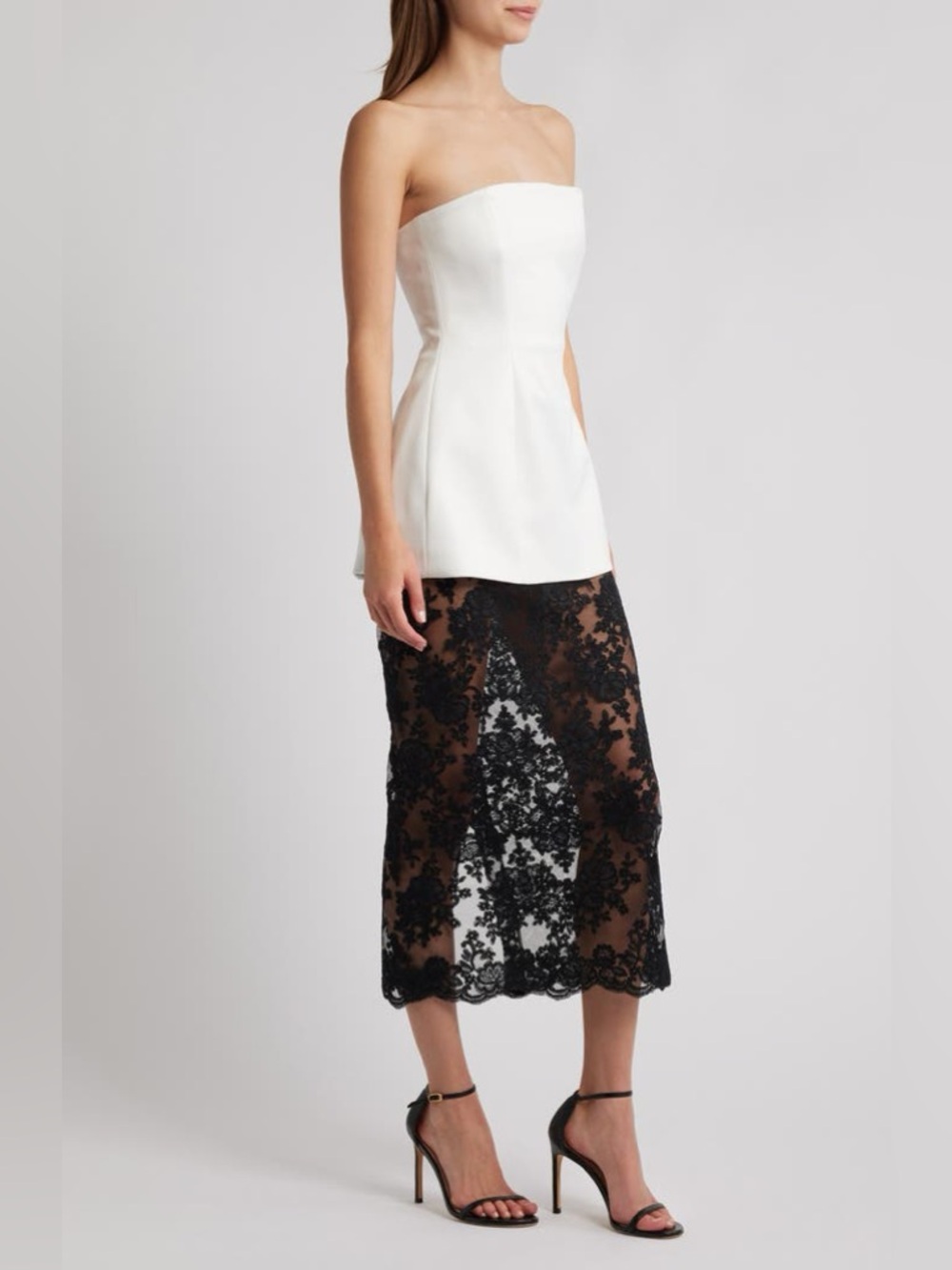 Amaya Strapless Mixed Media Cocktail Dress New